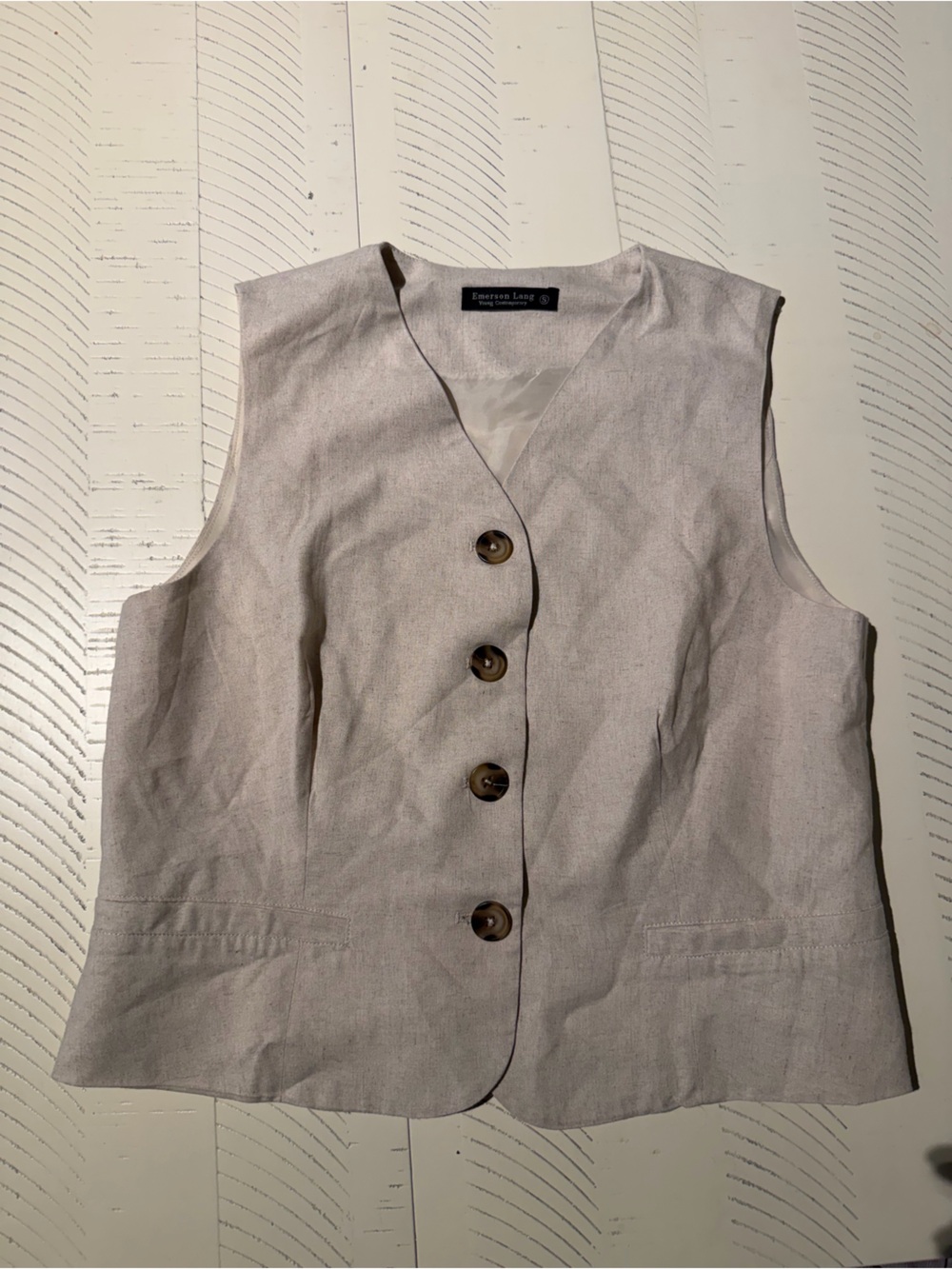 Emerson Lang Cream Button Vest Shirt